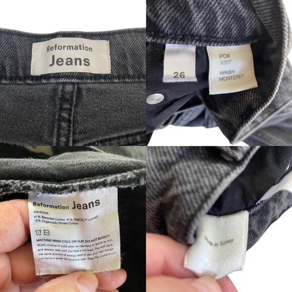 Reformation Julia High Cigarette Jean Wash Monterey Women's Sz 26 Charcoal Black - Picture 4 of 9
